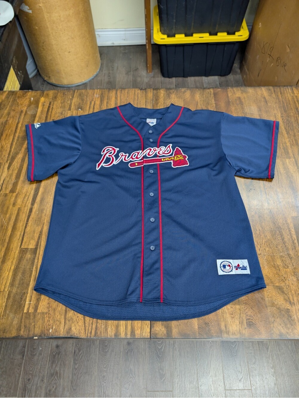 Atlanta Braves Chipper Jones Majestic Baseball Jersey Sz XL